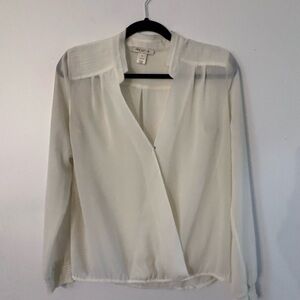 Arden B Cream Wrap Blouse with V-Neck